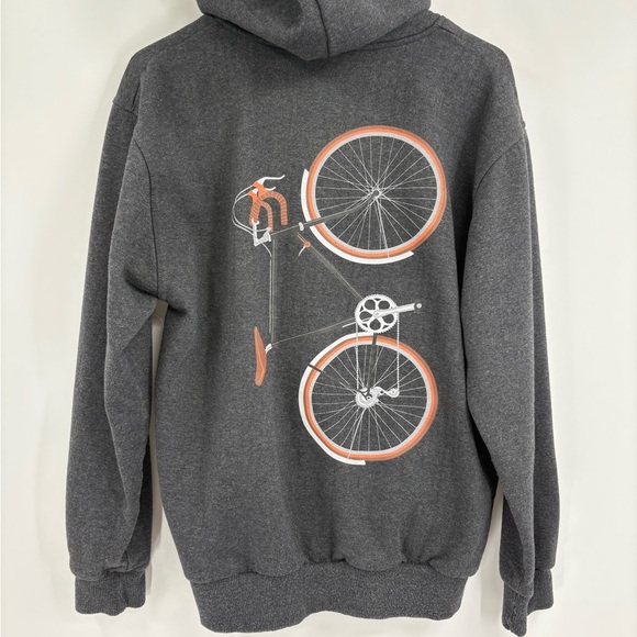 Amsterdam Y2K Bicycle Cycling grey long sleeve sweatshirt hoodie zip up medium - Picture 1 of 9